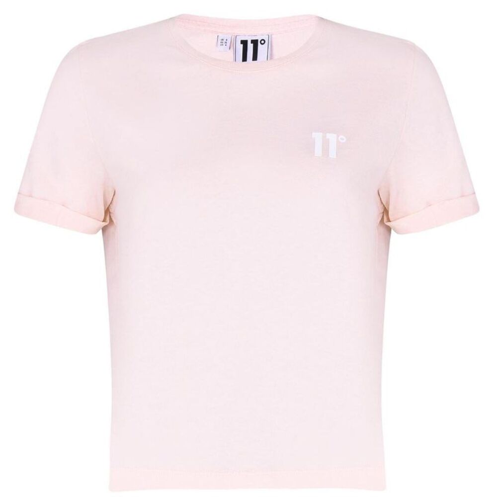 11 Degrees Womens/Ladies Logo Crop T-Shirt / Chalk Pink